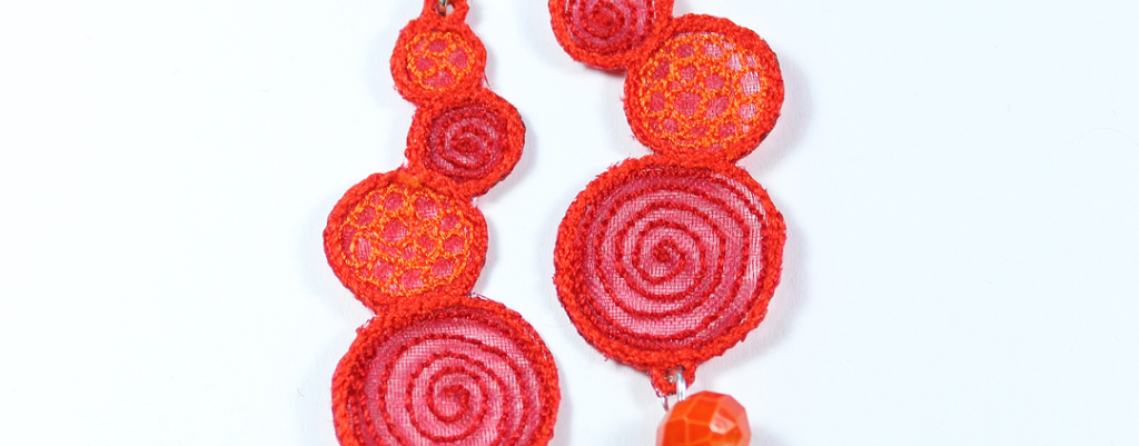 boucles d'oreilles spirales, corail orange rouge
